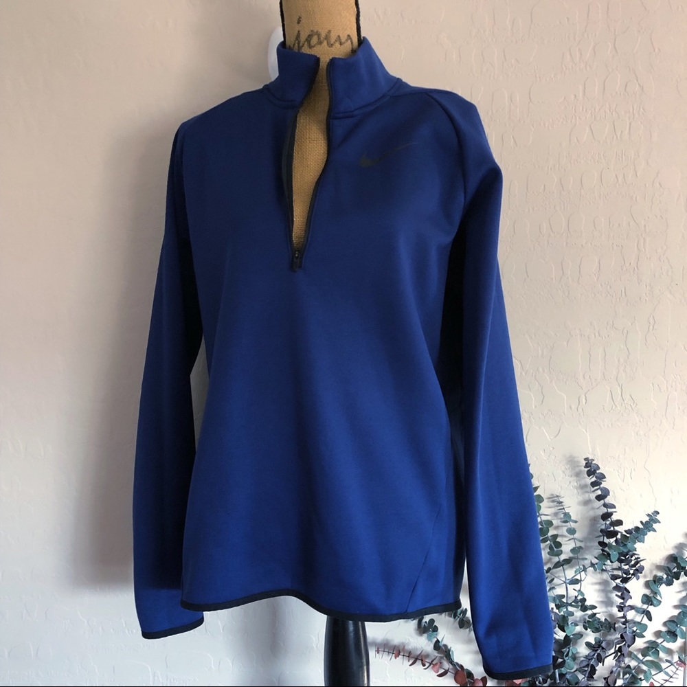 NIKE Dri-Fit Men’s Fleece Royal Blue Pullover quarter zip Sweater S